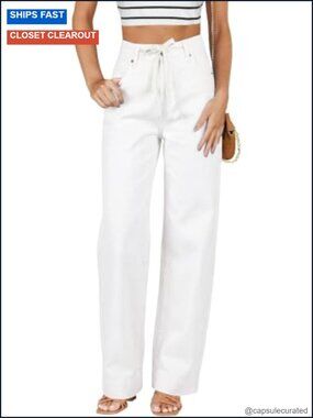 High Waisted Baggy Wide Leg Jeans with Pockets for Women Stretch